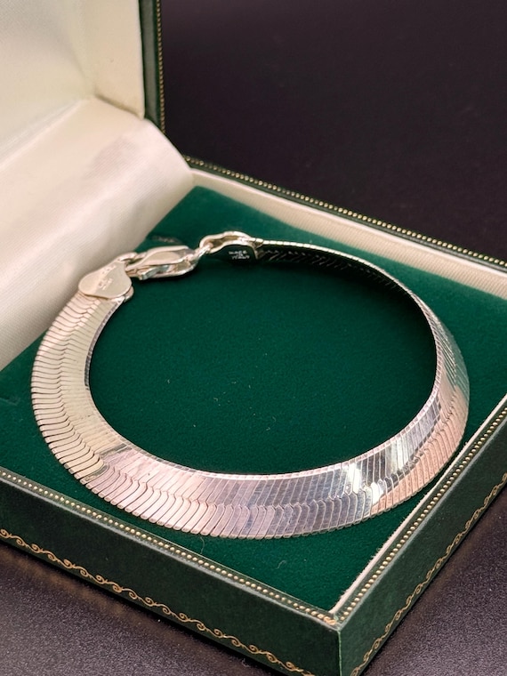 Vintage Solid silver Snake chain bracelet For wom… - image 2