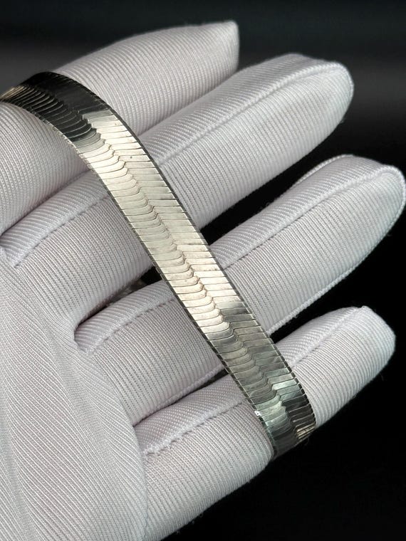 Vintage Solid silver Snake chain bracelet For wom… - image 5