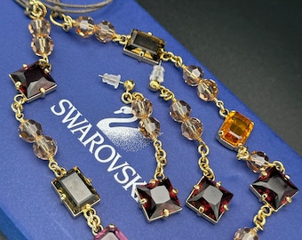 Vintage Swarovski Jewelry Set: Blush Pink Crystal Necklace and Earrings