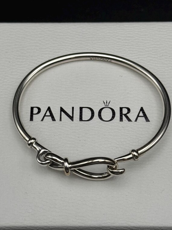 Sterling silver Pandora bangle Solid silver brace… - image 2