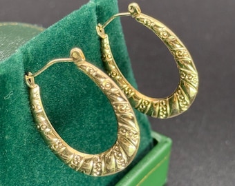 Grandi Orecchini A Cerchio In Oro 9 Carati A Sezione Quadrata - Foto 5