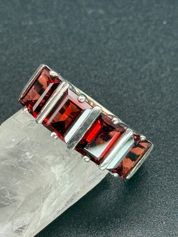 Vintage Garnet Gems Solid Sterling Silver ring Fo… - image 14