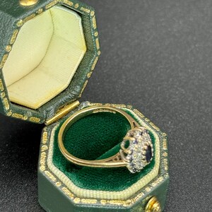 Vintage 9ct Gold Sapphire and Diamond Cluster Ring, London Hallmarked 375 Solid Gold Ornate image 6