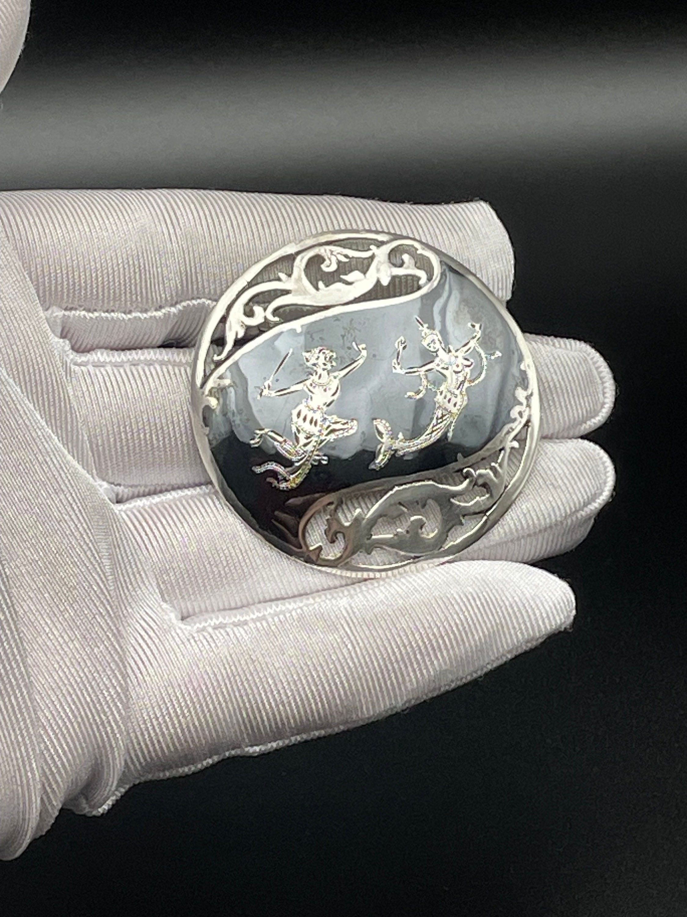 Broche en ARGENT massif émaillé émail SIAM silver enamel