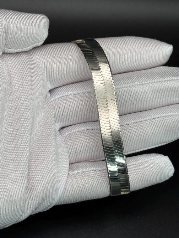 Vintage Solid silver Snake chain bracelet For wom… - image 4