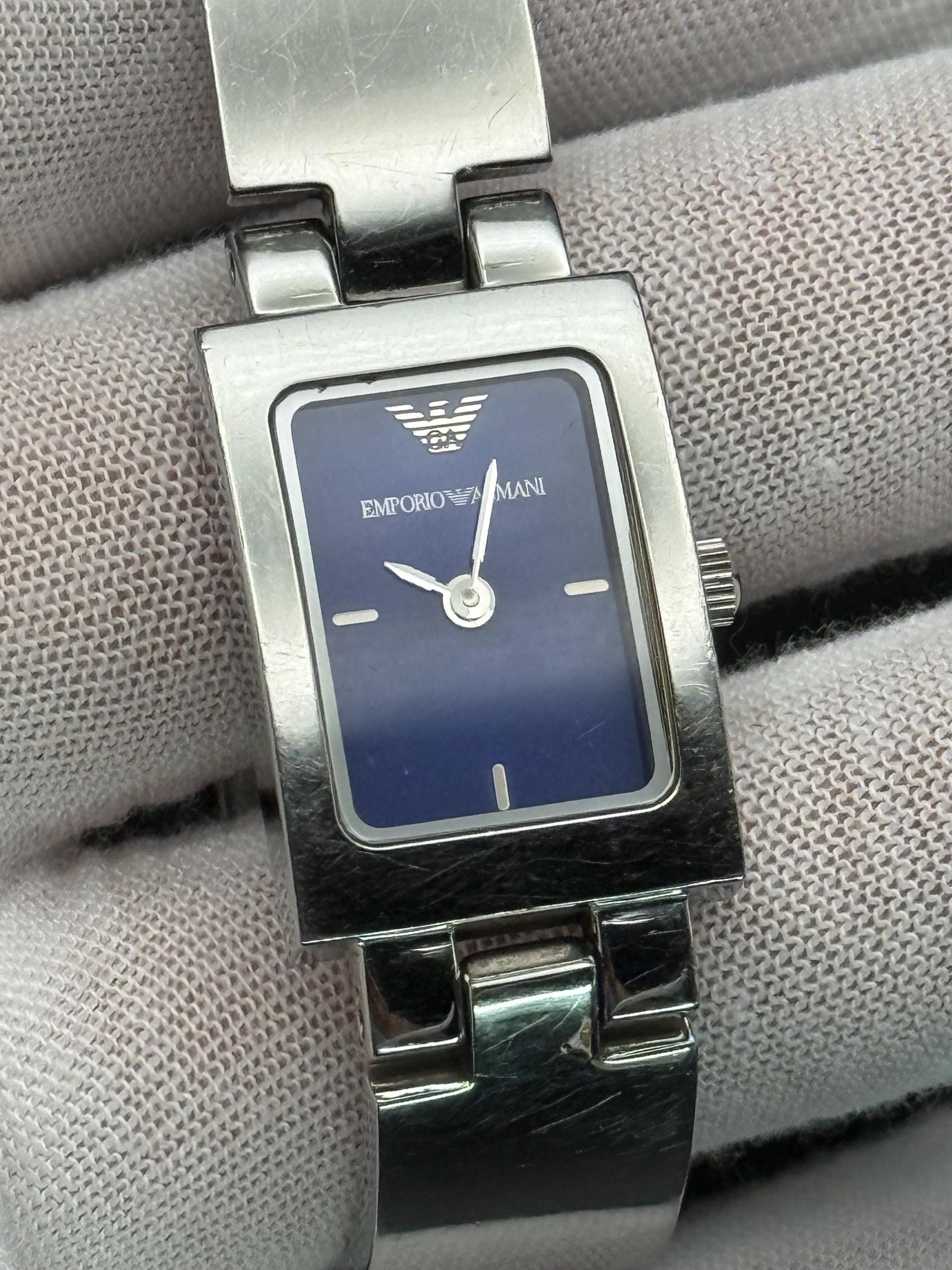 Vintage Emporio Armani Watch Ladies Women Blue Face Stainless