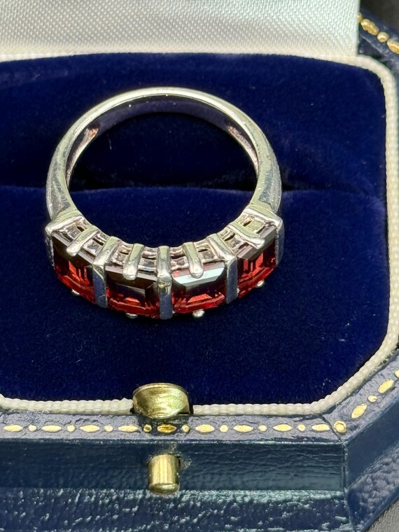 Vintage Garnet Gems Solid Sterling Silver ring Fo… - image 4