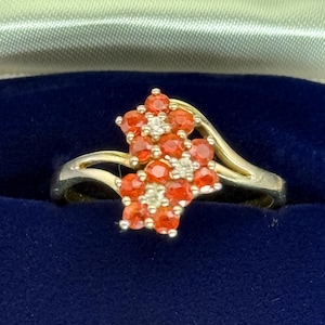 Bague grappe de grenat vintage : bague de cocktail florale en argent sterling