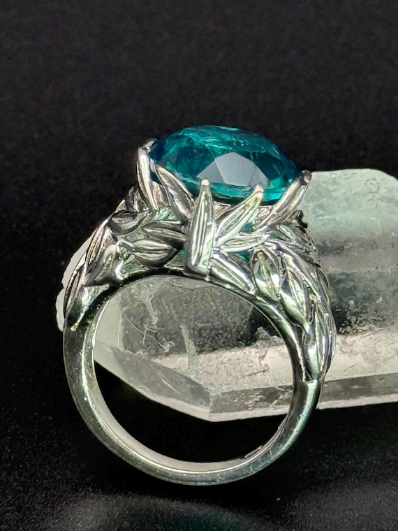 Silver ring Statement Hallmarked Solid Silver Lar… - image 7