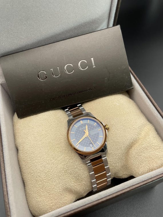 Vintage Gucci Ladies Watch, Rose Gold Plated, Boxed With Warranty