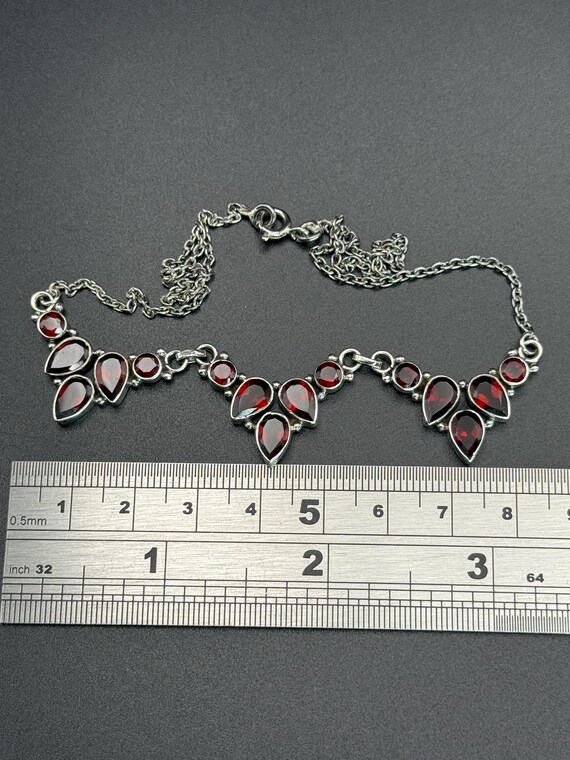 Vintage Garnet gemstones Solid Silver Necklace Wo… - image 8