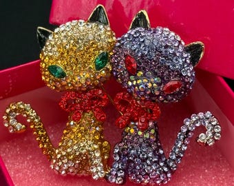 ヴィンテージ バトラー＆ウィルソン ラインストーン キャット ブローチ