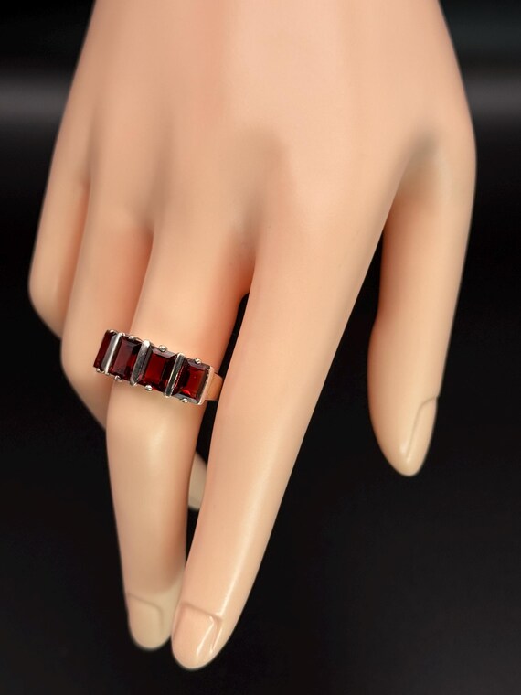 Vintage Garnet Gems Solid Sterling Silver ring Fo… - image 12