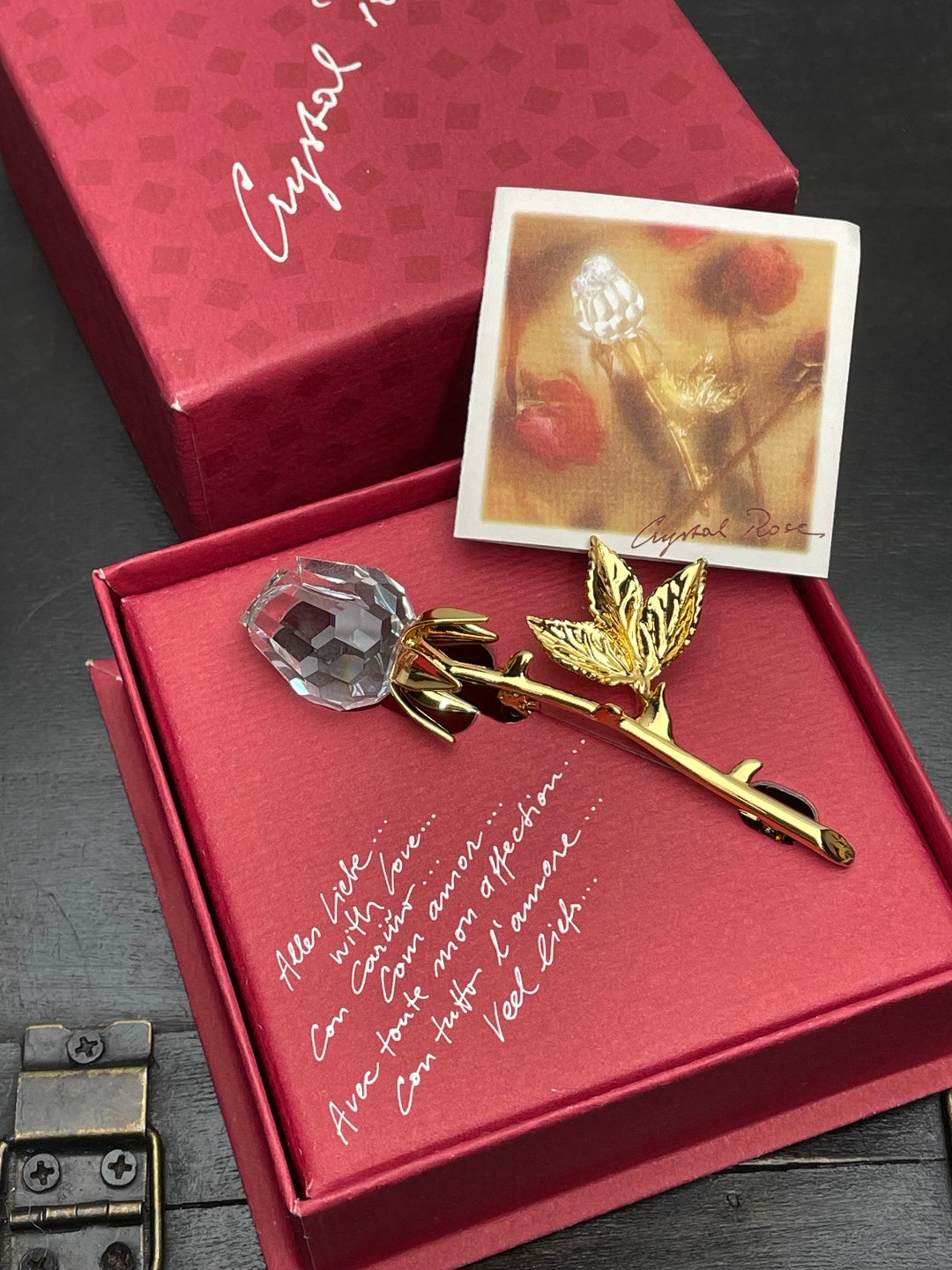 Vintage Swarovski Rose Brooch for Women Large Boxed Gift for Her Gift