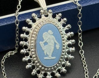 ヴィンテージ 1971 925 シルバー ウェッジウッド ペンダント 20 インチ