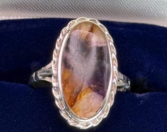 Vintage Blue John Ring, Sterling Silver Cocktail Ring (size US 6 1/2 ...