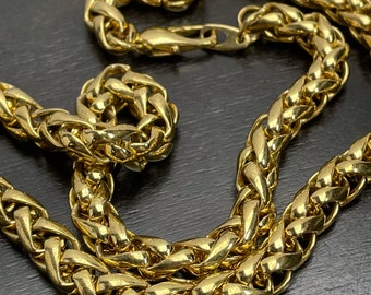 Gargantilla vintage de cadena trenzada en tono dorado, collar llamativo y pesado