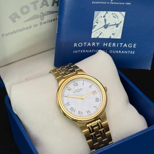 Vintage Rotary Men Wrist watch Adjustable link length Gold plated Stainless Calendar Switzerland Serviced Working