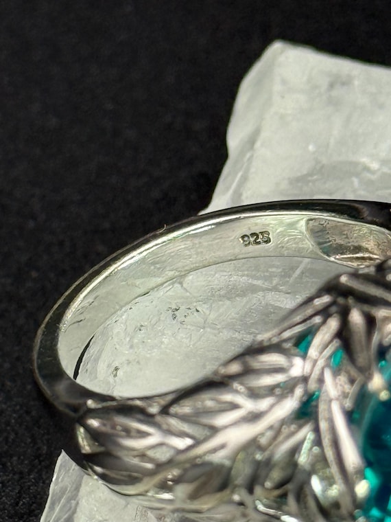 Silver ring Statement Hallmarked Solid Silver Lar… - image 9