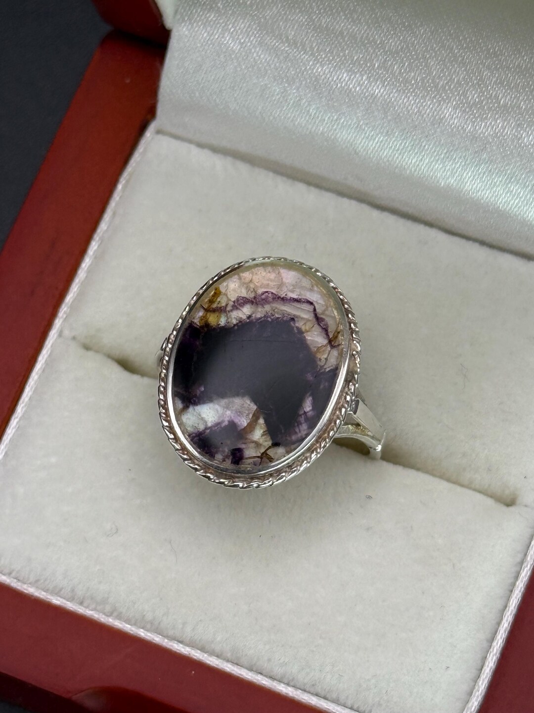 Vintage Blue John Sterling Silver Ring: Cocktail Dress Statement ...