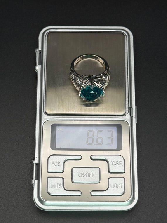 Silver ring Statement Hallmarked Solid Silver Lar… - image 10