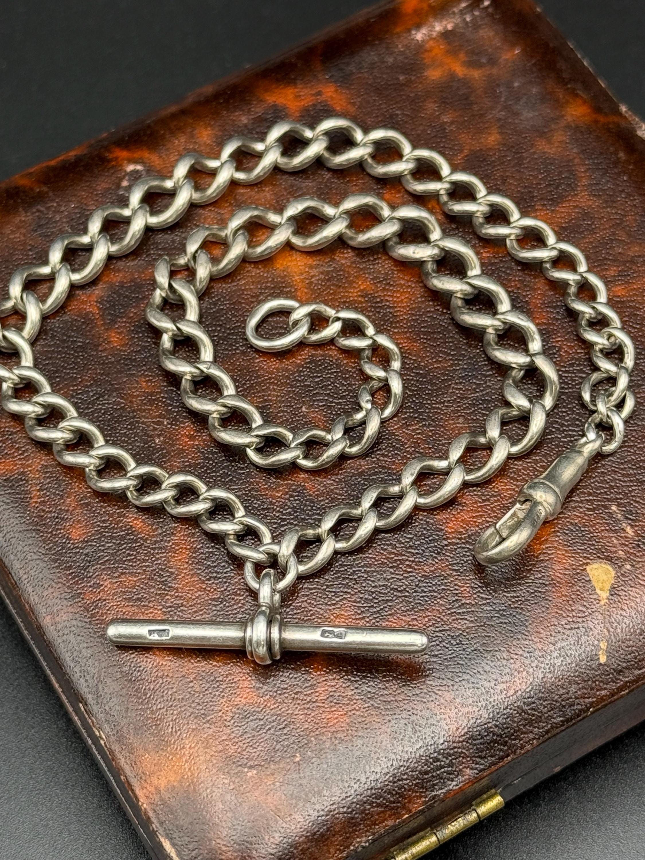 Antique Sterling Silver Albert Watch Chain Necklace Victorian