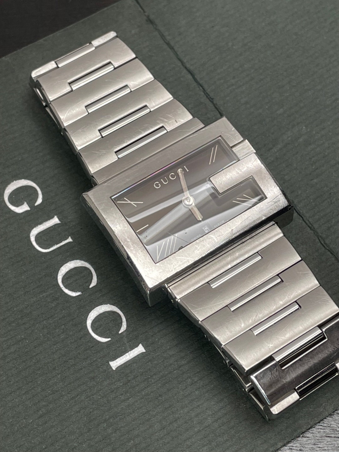 Vintage Mens Gucci Watch Logo Chunky Large Stainless Steel - Etsy