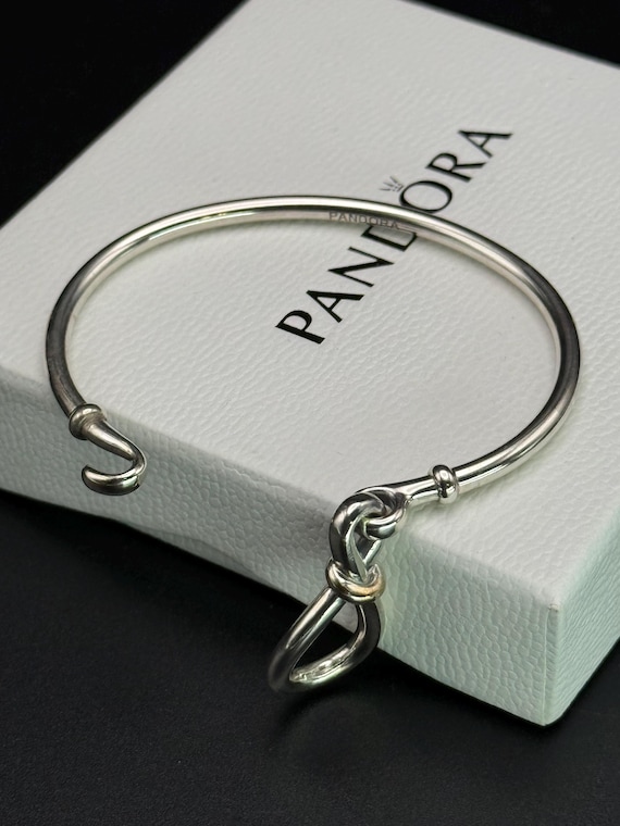 Sterling silver Pandora bangle Solid silver brace… - image 8