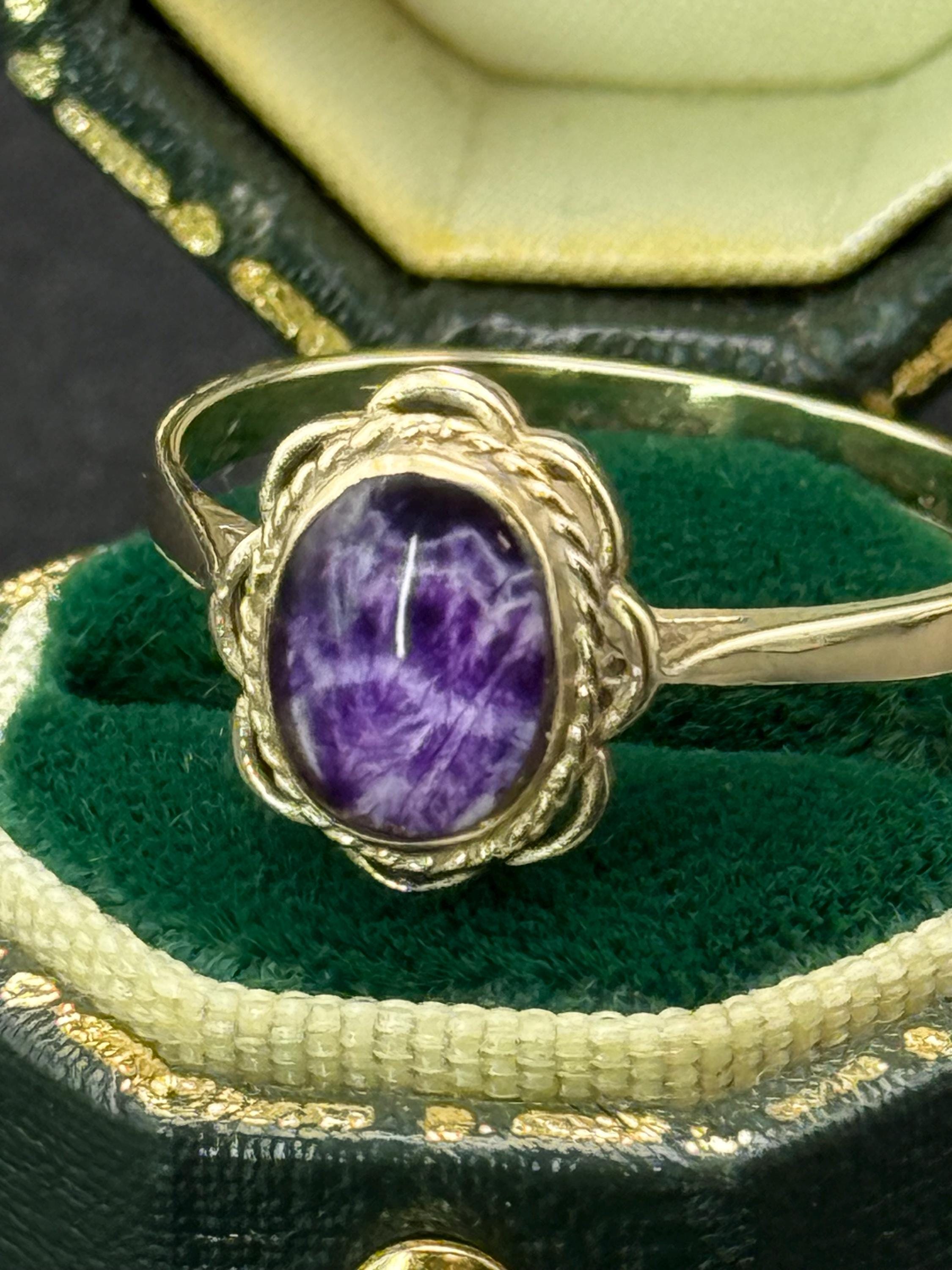 Vintage 9ct Gold Blue John Ring, Size: UK S; US 9; Continental 20 or 60 ...