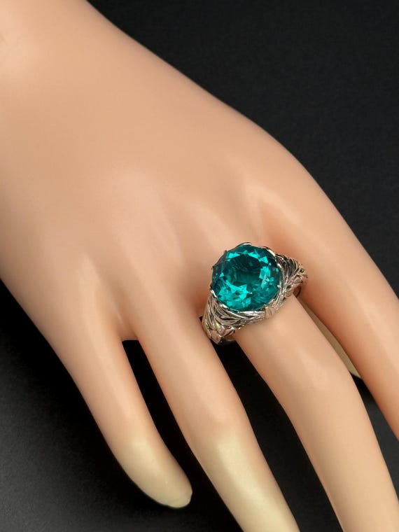 Silver ring Statement Hallmarked Solid Silver Lar… - image 4