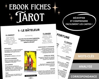 TAROT FICHE DÉBUTANT Symbolism Cheat Sheets beginner Mots Clés Tarot - Tirage Cartes Questions - Ebook Tarot Digital À Télécharger