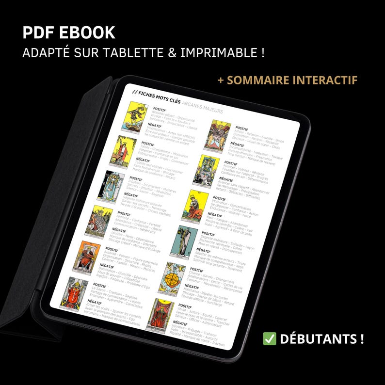 ebook fiches apprendre tarot cartes accessoires voyance voyante esoteric esoterisme spirituel spiritualité