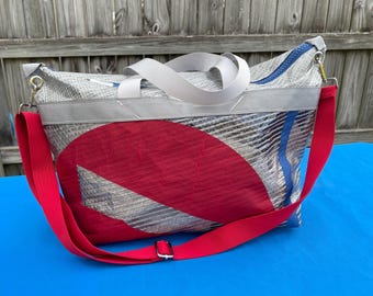 Recycled racing sail weekender bag