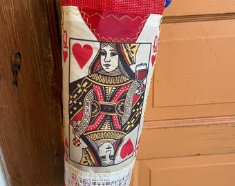 Recycled sail wine tote—Queen of Hearts