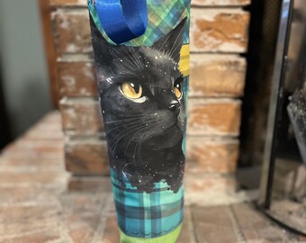 Black Cat wine/bottle tote-recycled sail