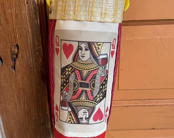 Recycled sail wine tote—Queen of Hearts
