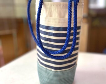 Recycled Sail water/bottle bucket tote stripes