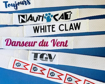 Custom sail ties with your boat’s name! (set of 6)