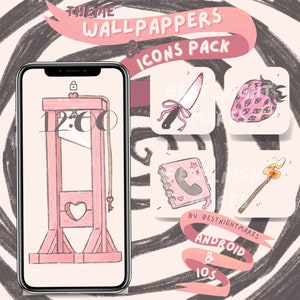 Kawaii creepy theme (iOS/Android) Icon + Wallpaper Pack