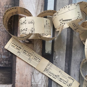 Papierkette Kit, Girlande, Vintage Musikblatt, Karten