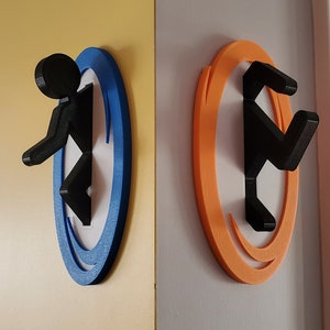 Portal Wall Art, Home Decoration.  Big Blue and Orange Portal, 3d Art