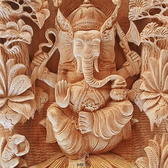 Hand Carved Balinese Wood Relief, Wall Mural Trip of Elephant Family – Meta  Wood