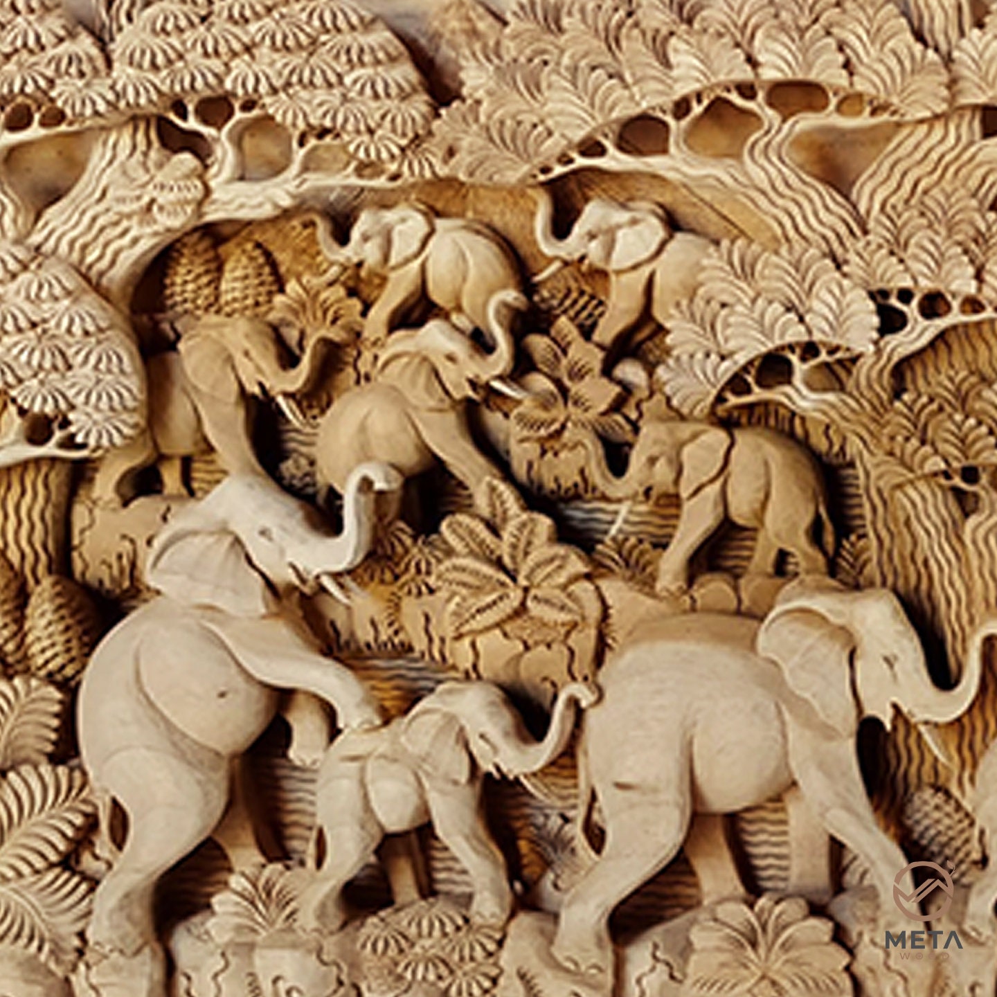 Large Handmade Relief Carving Tropical Home Decor