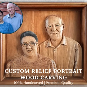 Custom Handcarved 3D Wood Portrait, Personalized Portrait Carving from Photo, Fine Art Relief Sculpture, Premium Unique Gift for Valentine