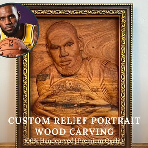 Custom Handcarved 3D Wood Portrait, Personalized Portrait Carving from Photo, Fine Art Relief Sculpture, Premium Unique Gift for Birthday