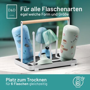 D&D Living Universal Flaschenhalter für SodaStream Abtropfgestell f. Flaschen Aller Art Duo, Crystal, Trink Babyflaschen Metall schwarz Bild 2