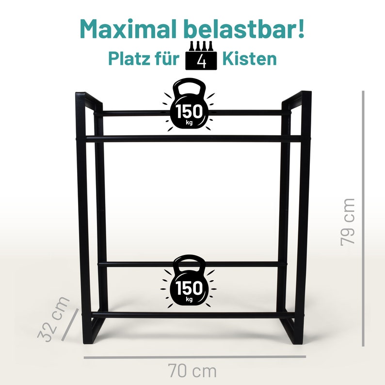 D&D Living Getränkekistenregal Massives Getränkeregal freistehend stabil Regal für Getränkekisten aus Metall 4 Kisten Bild 2