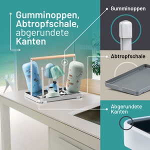 D&D Living Universal Flaschenhalter für SodaStream Abtropfgestell f. Flaschen Aller Art Duo, Crystal, Trink Babyflaschen Metall schwarz Bild 5