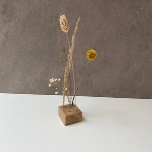 Flowercube with grasses/dried flowers oak flower cube flower bar mini vase