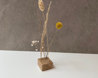 Flowercube with grasses/dried flowers oak flower cube flower bar mini vase
